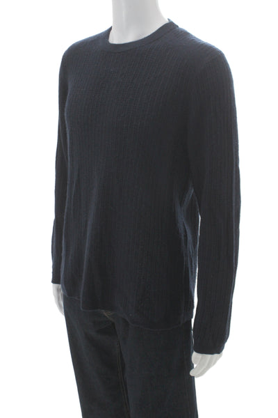 Theory Mens 100% Cashmere Crew Neck Pullover Blue Long Sleeve Size L