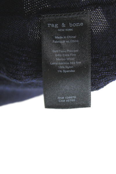 Rag & Bone Men Pullover Sweater Blue Merino Wool Crew Neck Size L
