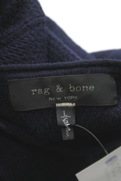 Rag & Bone Men Pullover Sweater Blue Merino Wool Crew Neck Size L