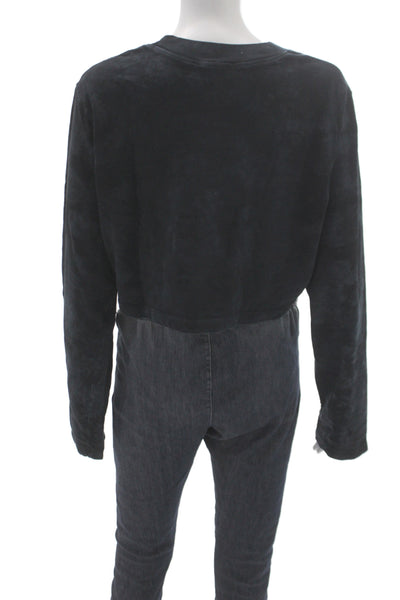 Cotton Citizen Women T Shirt Pajama Top Black Long Sleeve Crew Neck Size M