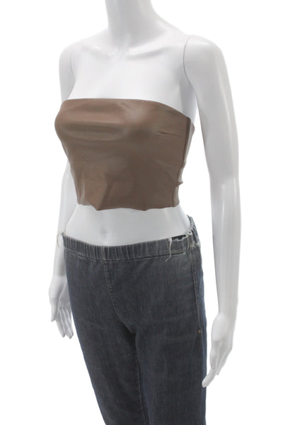 Skims Women Brown Sleeveless Blouse Straight Across Neckline Solid Size S