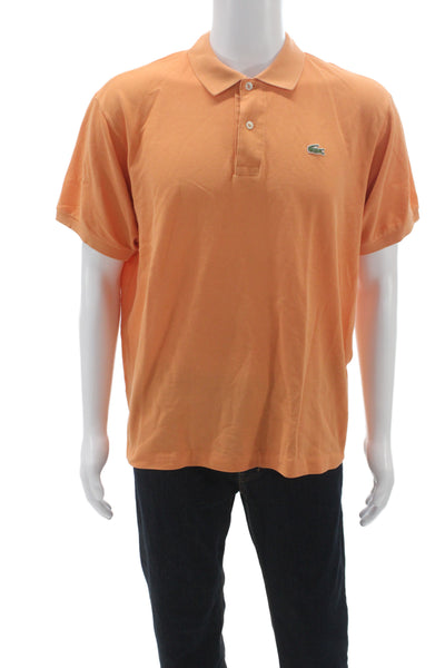 Lacoste Mens Polo Orange 100% Cotton Short Sleeve Collared Size 7