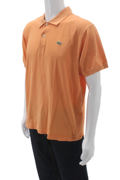 Lacoste Mens Polo Orange 100% Cotton Short Sleeve Collared Size 7