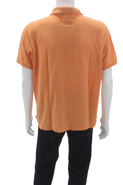 Lacoste Mens Polo Orange 100% Cotton Short Sleeve Collared Size 7