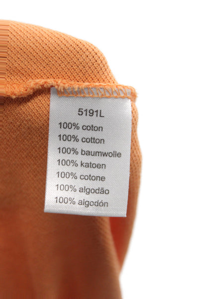 Lacoste Mens Polo Orange 100% Cotton Short Sleeve Collared Size 7