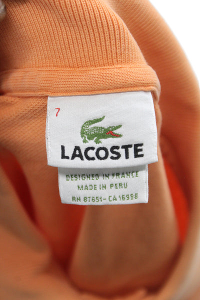 Lacoste Mens Polo Orange 100% Cotton Short Sleeve Collared Size 7