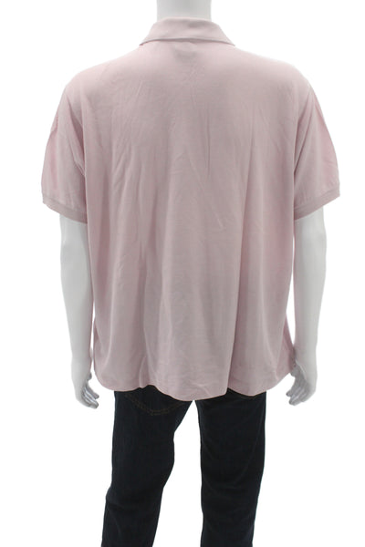 Lacoste Mens Pink Polo Shirt 100% Cotton Collared Short Sleeve Size 7