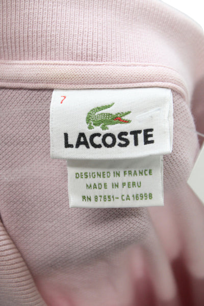 Lacoste Mens Pink Polo Shirt 100% Cotton Collared Short Sleeve Size 7