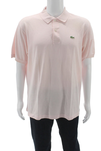 Lacoste Mens Polo Pink Collared Short Sleeve 100% Cotton Size 7