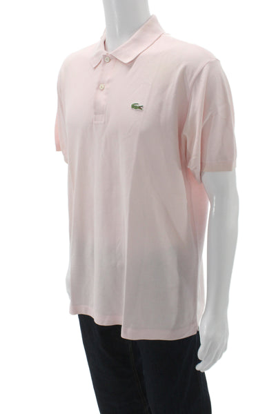 Lacoste Mens Polo Pink Collared Short Sleeve 100% Cotton Size 7