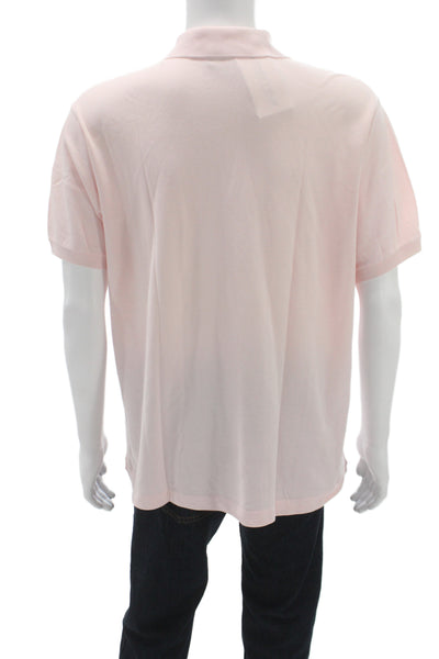 Lacoste Mens Polo Pink Collared Short Sleeve 100% Cotton Size 7