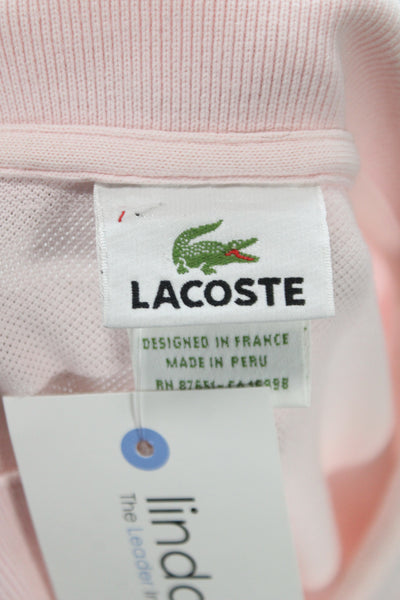 Lacoste Mens Polo Pink Collared Short Sleeve 100% Cotton Size 7