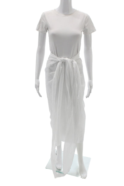 J Crew Womens Wrap Midi Cotton Skirt White Tie Waist Beach Size M
