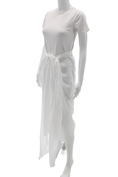 J Crew Womens Wrap Midi Cotton Skirt White Tie Waist Beach Size M