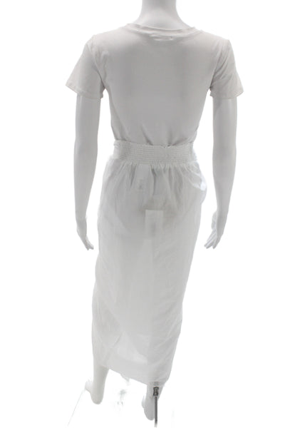 J Crew Womens Wrap Midi Cotton Skirt White Tie Waist Beach Size M