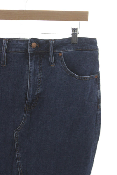 Madewell Womens Pencil Skirt Blue Knee Length Button Front 96% Cotton Size 31