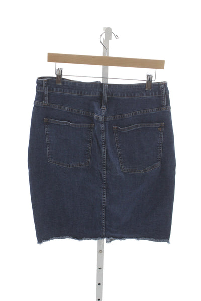 Madewell Womens Pencil Skirt Blue Knee Length Button Front 96% Cotton Size 31