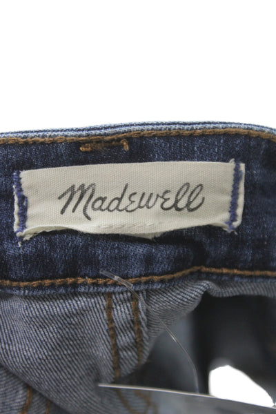 Madewell Womens Pencil Skirt Blue Knee Length Button Front 96% Cotton Size 31