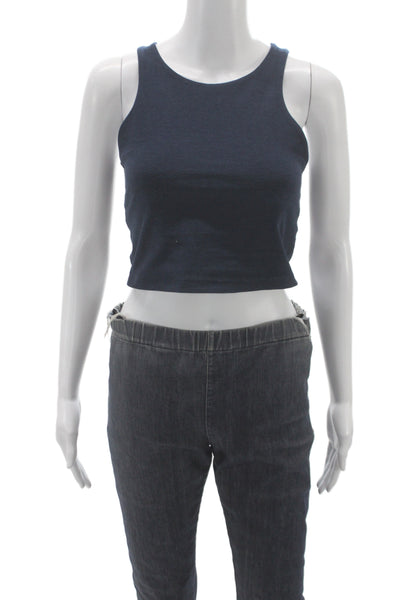 Beyond Yoga Womens Blue Athleisure Tank Top Sleeveless Round Neck Size M
