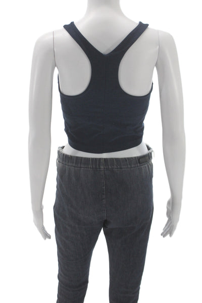 Beyond Yoga Womens Blue Athleisure Tank Top Sleeveless Round Neck Size M