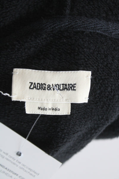 Zadig & Voltaire Womens Full Zip Hoodie Black Graphic Cotton Rock Size S