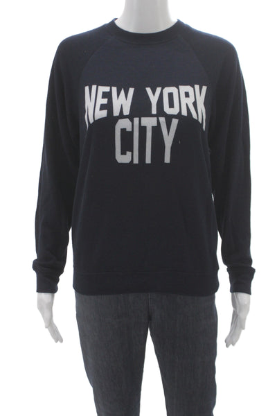 Sandro Unisex Adults Pullover Sweatshirt Blue NYC Graphic Size S