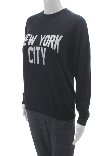 Sandro Unisex Adults Pullover Sweatshirt Blue NYC Graphic Size S
