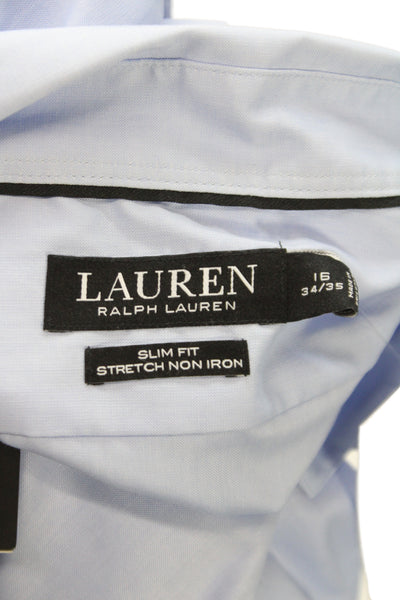 Lauren Ralph Lauren Mens Collared Long Sleeve Button-Down Shirt Blue Size 34/35