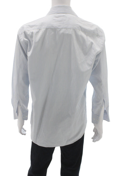 Alara Mens Cotton Striped Long Sleeve button-Down Shirt Blue Size 32