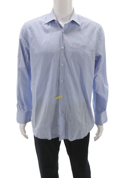 GF Ferre MEns Striped Collared Long Sleeve Button-Down Shirt Blue Size 42