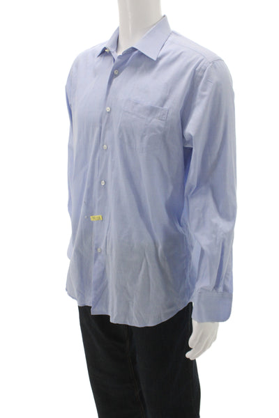 GF Ferre MEns Striped Collared Long Sleeve Button-Down Shirt Blue Size 42