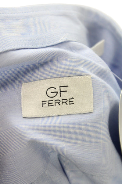 GF Ferre MEns Striped Collared Long Sleeve Button-Down Shirt Blue Size 42
