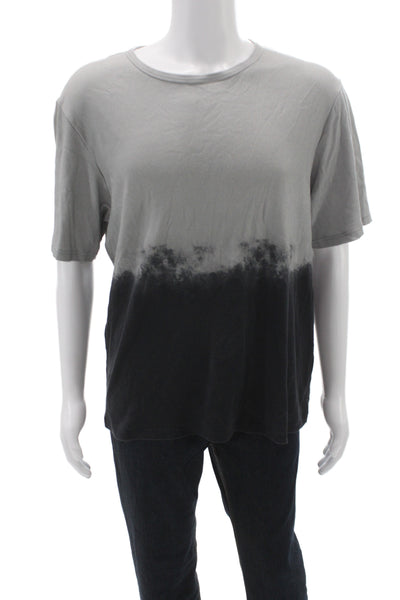 Theory Mens Basic Gray Ombre Colorblock Cotton T Shirt Size XL