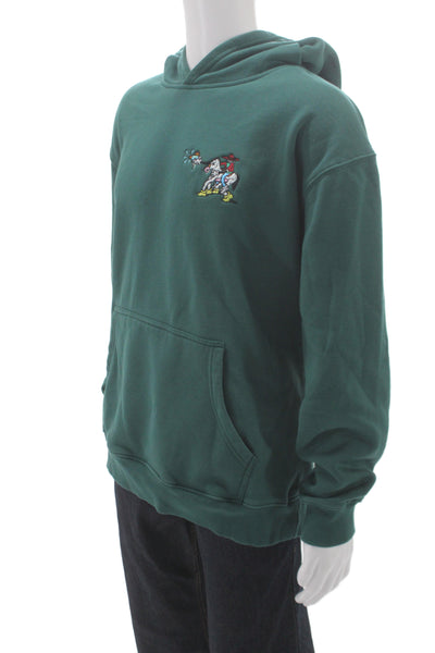 Semi Aqualics Mens Green Western Graphic Pullover Hoodie Organic Cotton Size XL