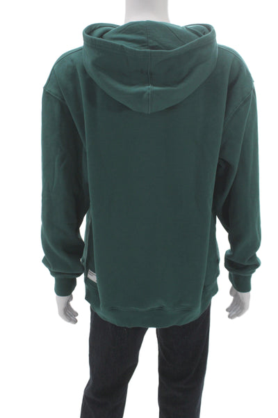 Semi Aqualics Mens Green Western Graphic Pullover Hoodie Organic Cotton Size XL