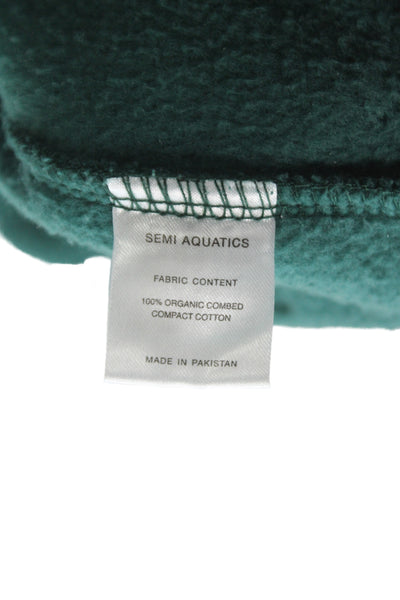 Semi Aqualics Mens Green Western Graphic Pullover Hoodie Organic Cotton Size XL