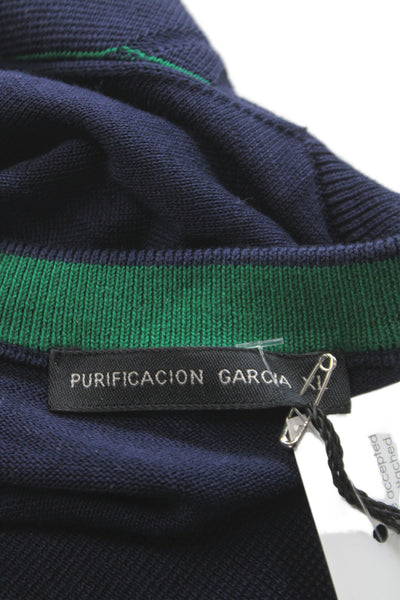 Purificacion Garcia Mens Blue Argyle Cotton Pullover Sweater Crew Neck Size XL