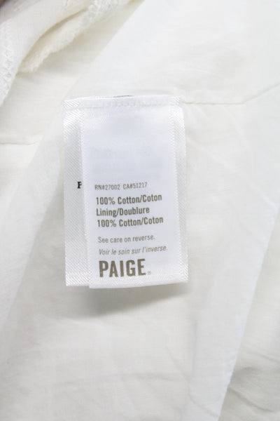 Paige Women Maxi Dress White V-Neck Short Sleeve 100% Cotton Size L
