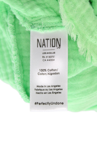 Nation LTD Women Maxi Dress Green 100% Cotton Scoop Neck Sleeveless Size M