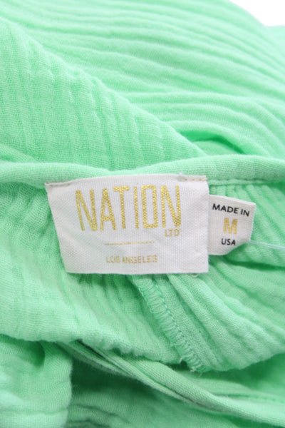 Nation LTD Women Maxi Dress Green 100% Cotton Scoop Neck Sleeveless Size M