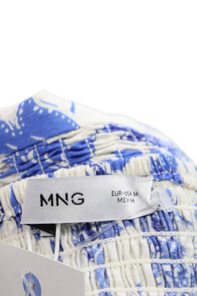 MNG Womens Blue Floral Square Neck Sleeveless Cami Pajama Top Size M