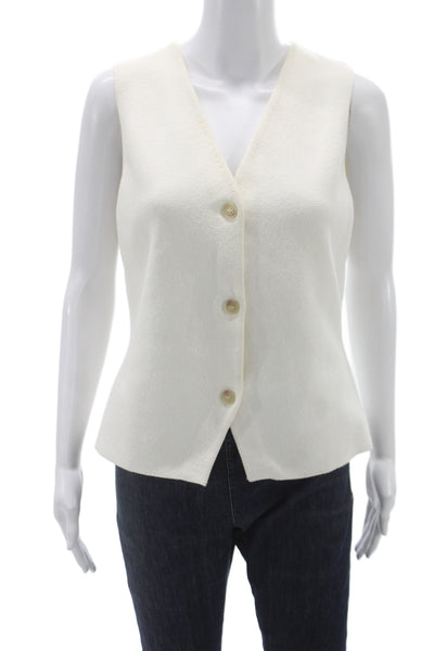 COS Womens Wool V Neck Sleeveless Blouse Vest Ivory Minimalist Size M