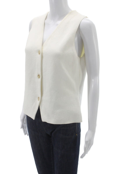 COS Womens Wool V Neck Sleeveless Blouse Vest Ivory Minimalist Size M