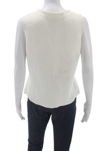 COS Womens Wool V Neck Sleeveless Blouse Vest Ivory Minimalist Size M
