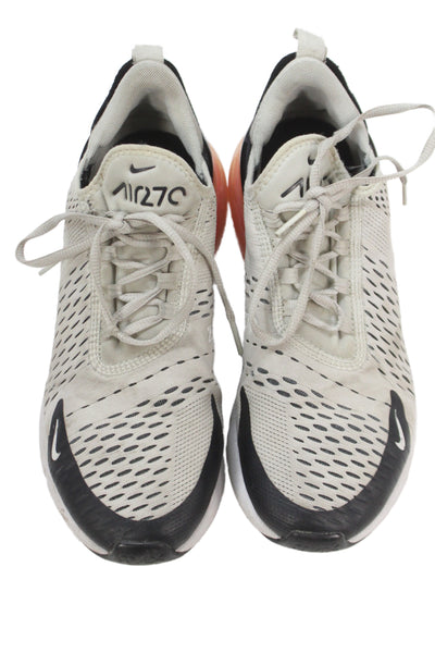 Nike Air Max 270 Womens Leather Running Sneakers Beige Black Pink Size 9.5