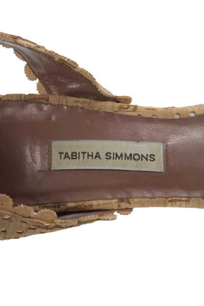 Tabitha Simmons Womens Leather Floral Heel Pump Light Brown Size 9