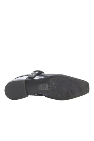 Rag & Bone Women Leather Buckle Ankle Strap Flats Black Size 8.5