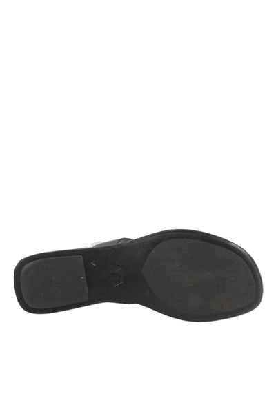 Zara Womens Leather Buckle Detail Sandals Brown Size 8