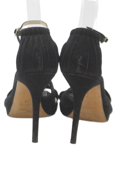 Jimmy Choo Womens Leather Suede Stiletto Pump Heels Black Size 9