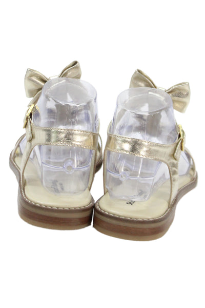 Michael Pasinkoff Womens Leather Metallic Bow Tied Sandals Gold Size EUR 37